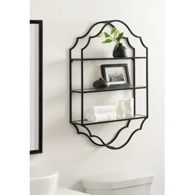Kate And Laurel Leanna Ornate Tiered Wall Storage Shelf In Black