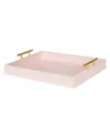 Kate And Laurel Lipton Decorative Wood Tray With Metal Handles In Open Pink