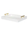Kate And Laurel Lipton Decorative Wood Tray With Metal Handles In White
