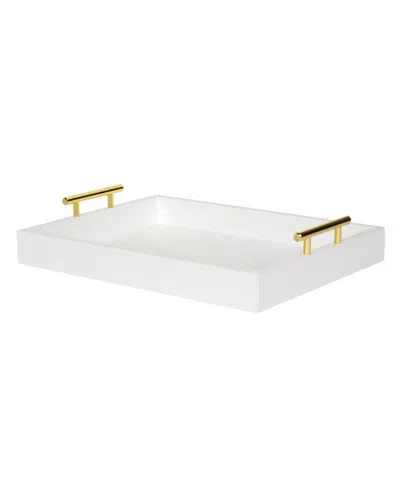 Kate And Laurel Lipton Decorative Wood Tray With Metal Handles In White