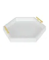 Kate And Laurel Lipton Hexagon Decorative Tray With Metal Handles In White