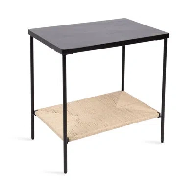 Kate And Laurel Mandell Tiered Mango Wood And Cord Side Table In Black