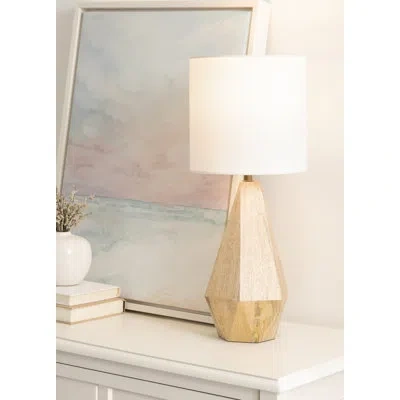 Kate And Laurel Marcedes Modern Faceted Bedside Table Lamp In Solid Wood,tan
