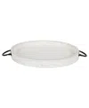 Kate And Laurel Marmora Wood And Metal Round Tray In White