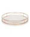 Kate And Laurel Mendel Round Tray With Decorative Metal Rim In White