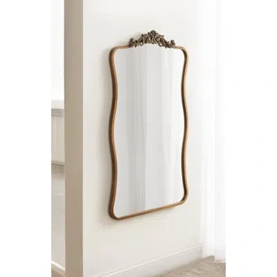 Kate And Laurel Metal Arched Wavy Panel Wall Mirror In Gold