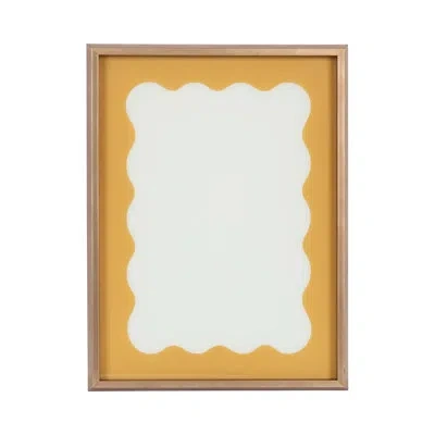 Kate And Laurel Mustard Yellow Wavy Border By The Creative Bunch Studio Framed Glass Dry Erase Wall Art White Board In Blake Gold
