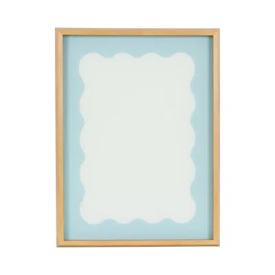 Kate And Laurel Parisien Blue Wavy Border By The Creative Bunch Studio Framed Glass Dry Erase Wall Art White Board In Blake Natural