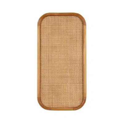 Kate And Laurel Planche Rounded Rectangle Rattan Pinboard In Brown