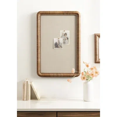 Kate And Laurel Rahfy Rounded Rectangle Rattan Framed Pinboard In Tan