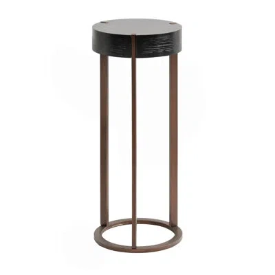 Kate And Laurel Round Wooden Drink Table In Black