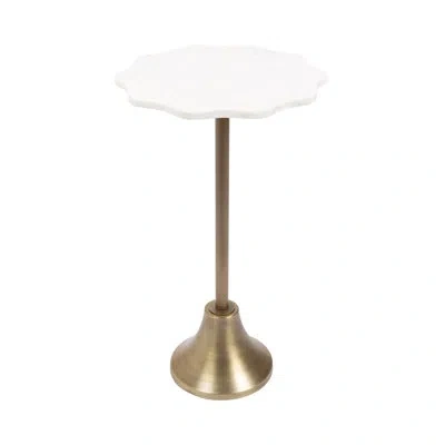 Kate And Laurel Sanzo Modern Wavy Marble Side Table In White