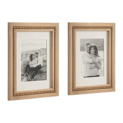 Kate And Laurel Sorell Beaded Two-piece Picture Frame Set In Tan