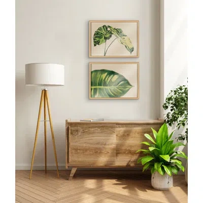 Kate And Laurel Spotted Leaves Neutral By Emily Marie Watercolors Framed Glass Wall Art In Natural