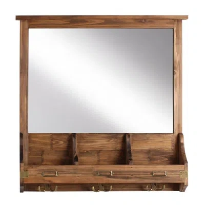 Kate And Laurel Stallard 24" X 24" X 3.5" Decorative Rustic Wood Home Wall Organizer In Rustic Brown