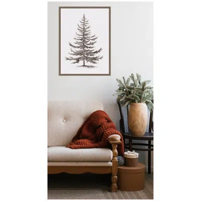 Kate And Laurel Vintage Evergreen Fir Tree Lllustration Ii By The Creative Bunch Studio Framed Canvas Wall Art Print In Dark Gold