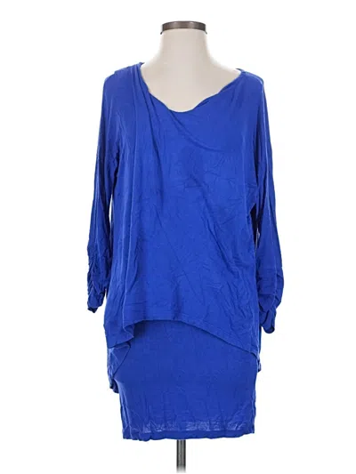 Pre-owned Kate & Mallory Designs 3/4 Sleeve Top Blue Scoop Neck Tops
