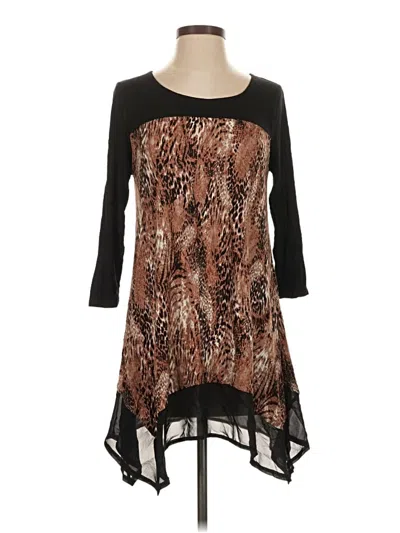 Pre-owned Kate & Mallory Designs 3/4 Sleeve Top Brown Scoop Neck Tops