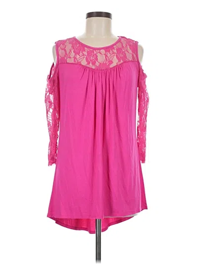 Pre-owned Kate & Mallory Designs 3/4 Sleeve Top Pink Cold Shoulder Neckline Tops