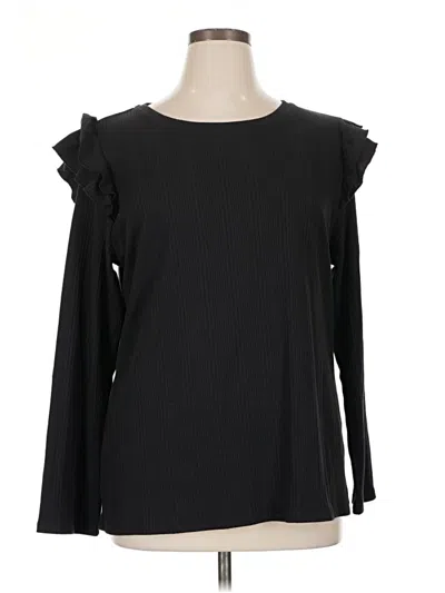 Pre-owned Kate & Mallory Designs Long Sleeve Top Black Cold Shoulder Neckline Tops