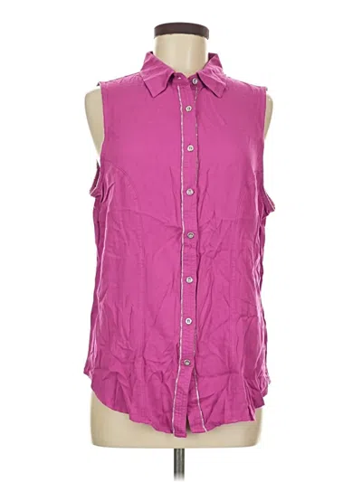 Pre-owned Kate & Mallory Designs Sleeveless Button Down Shirt In Pink