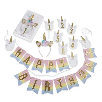 Kate Aspen 9 Piece Glitter Unicorn Decoration Kit
