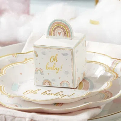 Kate Aspen Boho Rainbow Baby Favor Box For 24 Guests In Pink
