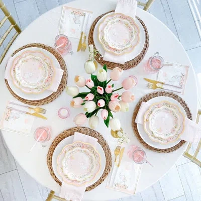 Kate Aspen Elephant Baby Shower 7 In. Premium Paper Plates - Pink (set Of 16)
