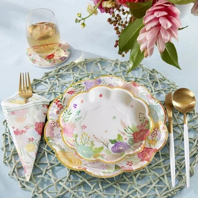 Kate Aspen Garden Blooms 7 In. Premium Paper Plates (set Of 16) In Pink