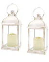 Kate Aspen Set Of 2 Marrakesh Led Vintage Decorative Lanterns In White