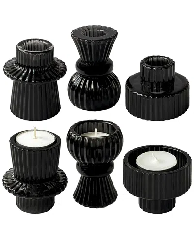 KATE ASPEN KATE ASPEN SET OF 4 RIBBED CANDLESTICK/TEALIGHT HOLDERS