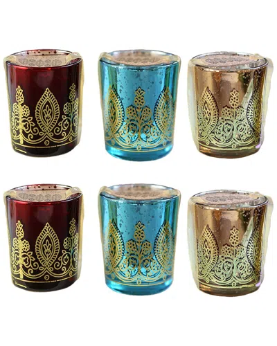 Kate Aspen Set Of 6 Indian Jewel Henna Votives In Multicolor