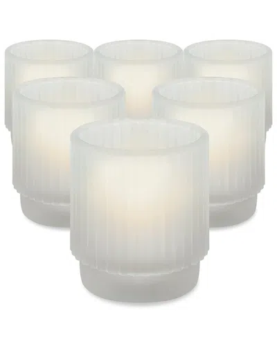 KATE ASPEN KATE ASPEN SET OF 6 RIBBED FROSTED GLASS VOTIVE CANDLE HOLDERS