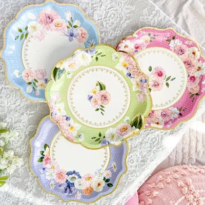 Kate Aspen Tea Time Party 9" Premium Paper Plates - Assorted (set Of 16)