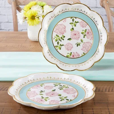 Kate Aspen Tea Time Whimsy 9 In. Premium Paper Plates - Blue (set Of 16)