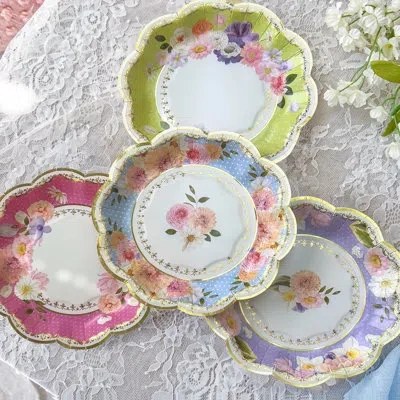 Kate Aspen Vintage Floral Tea Party 7 In. Premium Decorative Paper Plates  Assorted (set Of 16)