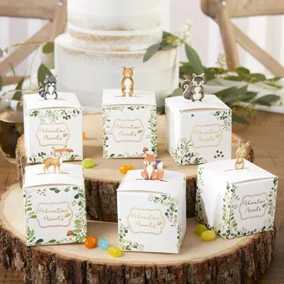 Kate Aspen Woodland Baby Favor Box (set Of 24) In Green