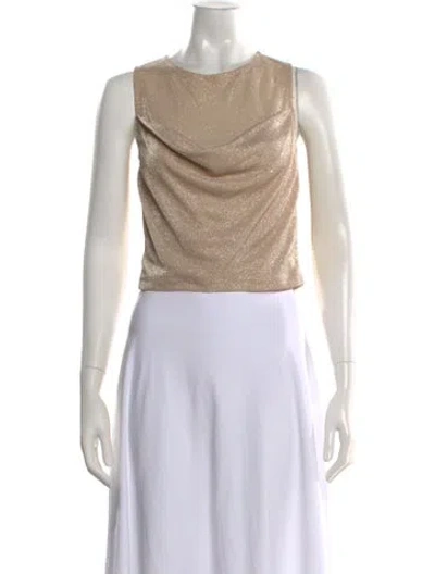 Pre-owned Kate Barton Cowl Neck Sleeveless Top In Neutral