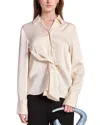 Kate Barton Draped Button Front Shirt In Neutral