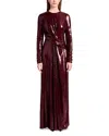 Kate Barton Draped Sequin Gown In Brown