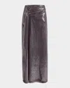 Kate Barton Draped Sequin Maxi Skirt In Gray