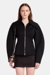 Kate Barton Fitted Wool Jacket With Sculpted Sleeve In Black