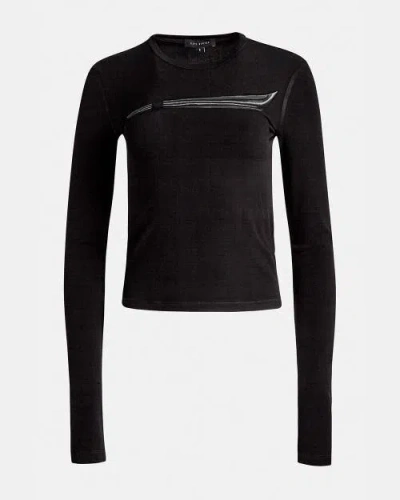 Kate Barton Illusion Print Long Sleeve Top In Blue