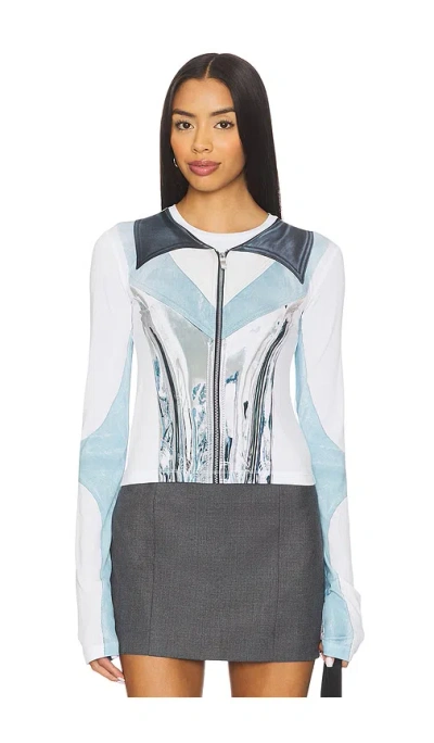 Kate Barton Illusion Print Long Sleeve Top In White