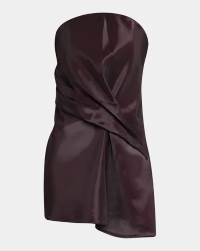 Kate Barton Kate Draped Liquid-effect Mini Dress In Brown