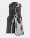 Kate Barton Kate Strapless Draped Liquid-effect Mini Dress In Gray