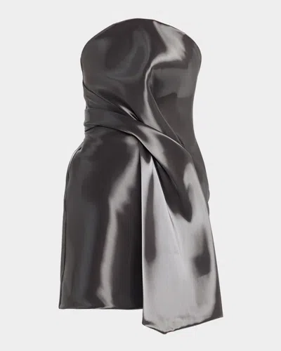 KATE BARTON KATE STRAPLESS DRAPED LIQUID-EFFECT MINI DRESS