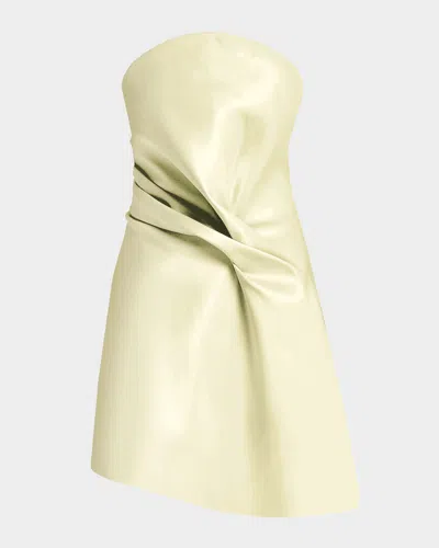 Kate Barton Kate Strapless Draped Liquid-effect Mini Dress In Neutral