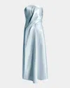 Kate Barton Kate Strapless Liquid Drape Gown In Blue