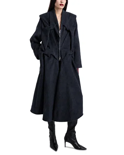 Kate Barton Kate Wool Blend Draped Coat In Blue